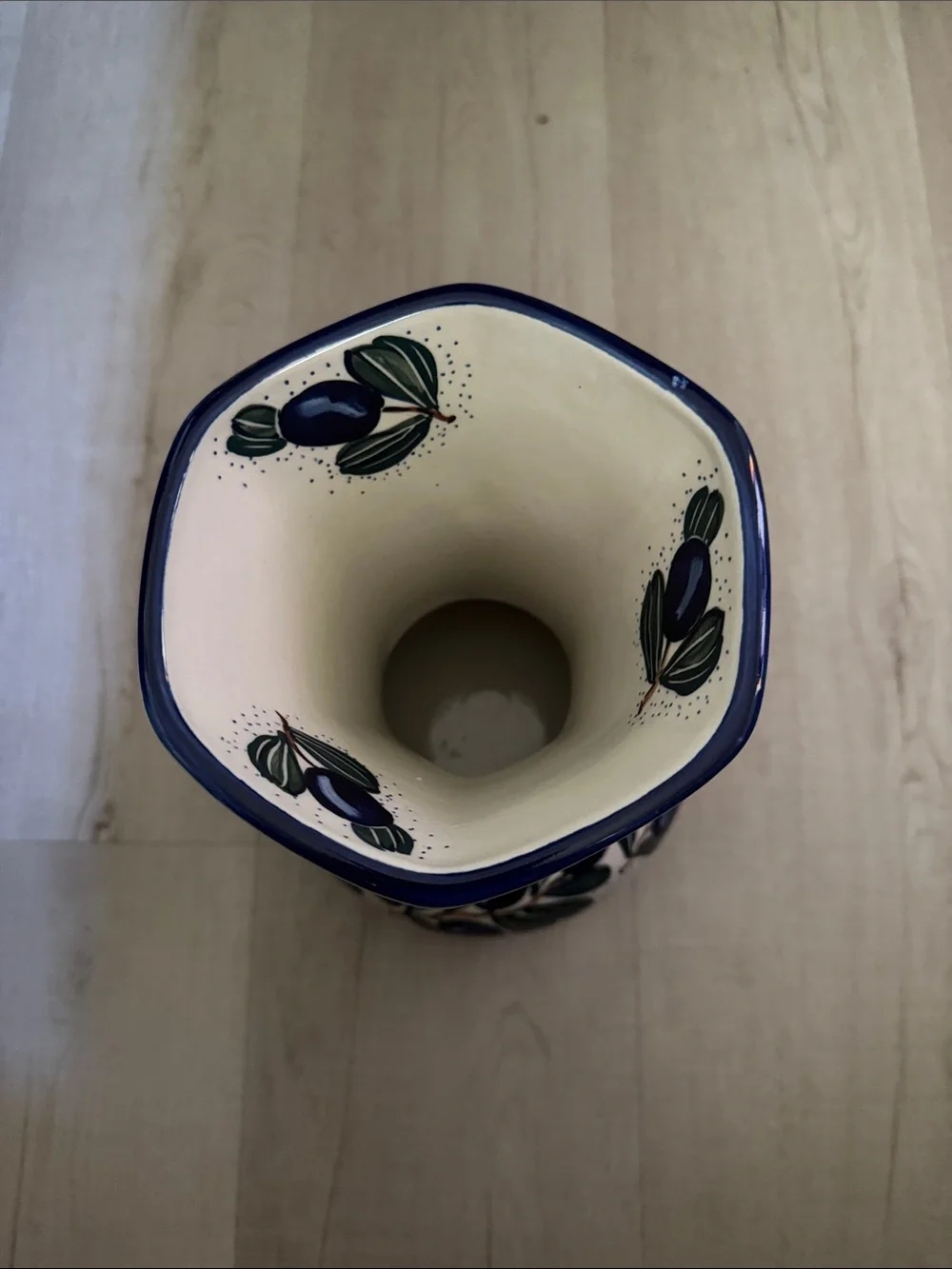 Vintage Polish Pottery Large Vase Vines